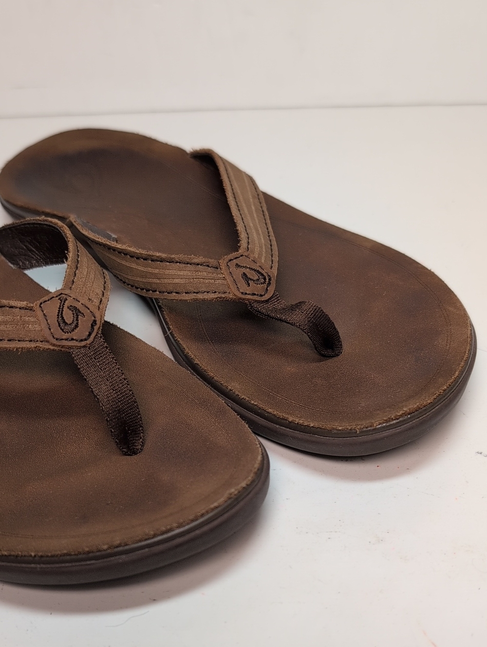Olukai Aukai beach flip flop brown leather sandal women's size 7 EU 37 - Picture 5 of 14